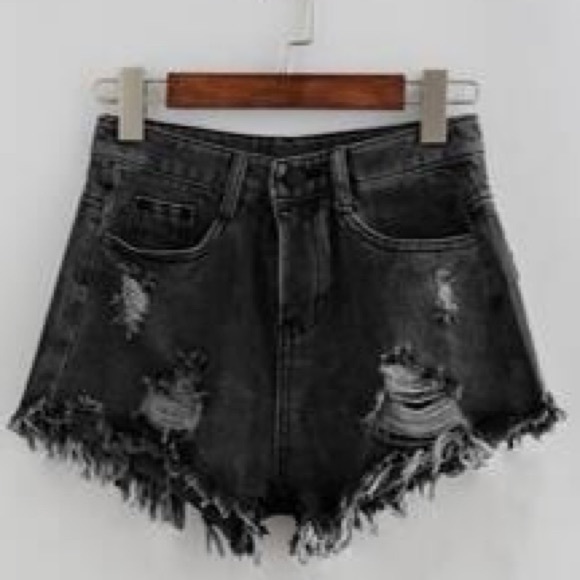 SHEIN Pants - SHEIN black distressed shorts